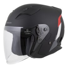 Otvorená prilba na motocykel CASSIDA Reflex 2.0 Safety čierna matná/červená/sivá/reflexná strieborná