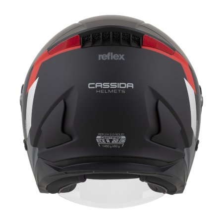 Otevřená přilba na motorku CASSIDA Reflex 2.0 Safety černá matná/červená/šedá/reflexní stříbrná