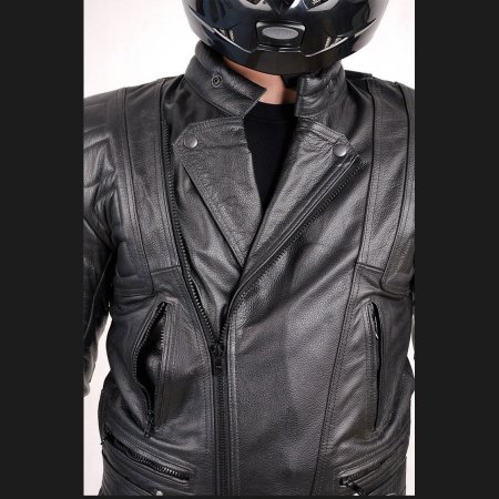 Kožená motorkárská bunda L&J Pilot čierna