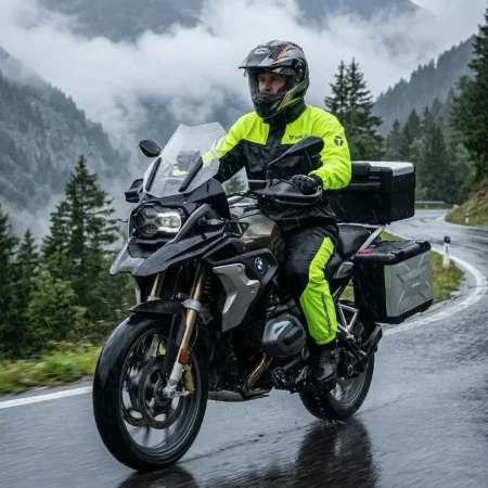 Nepromokavá kombinéza na motorku SECA Monsun Evo černá/žlutá fluo