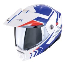Výklopná helma na motorku SCORPION ADX-2 LEWIS bílo/modro/červená