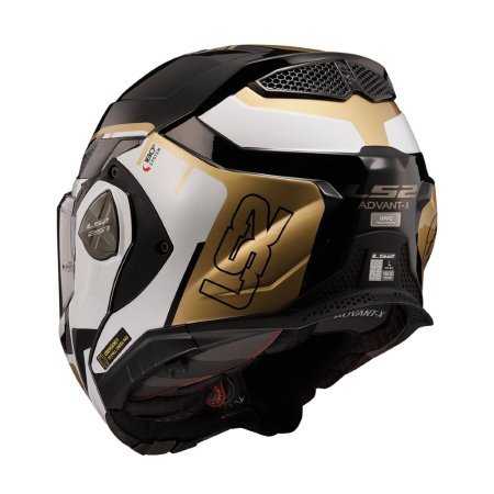 Překlápěcí přilba na motorku LS2 FF901 Advant X Metryk černá/bílá/zlatá