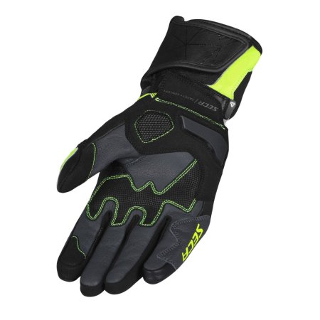 Rukavice na motorku SECA Atom černé/žluté fluo