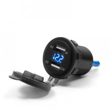 Dvojitá USB zásuvka na motorku 12V EXTREME 10 s voltmetrem
