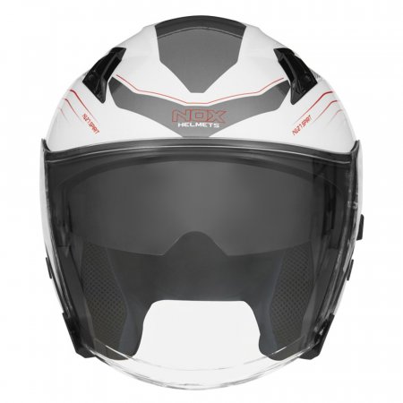 Otevřená helma na motorku NOX N128 bílo/červená
