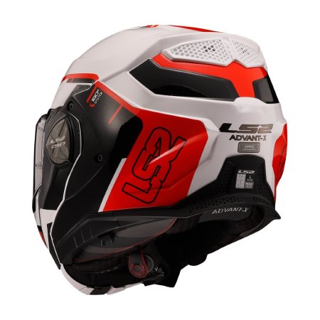 Překlápěcí přilba na motorku LS2 FF901 Advant X Metryk bílá/červená/černá