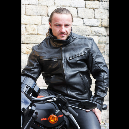 Kožená bunda na motorku L&J TRADE černá