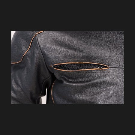 Kožená motorkárská bunda L&J POLICE s orlem čierna - Veľkosť oblečenia: XL