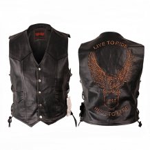 Pánská kožená vesta s orlem L&J RIDER černá