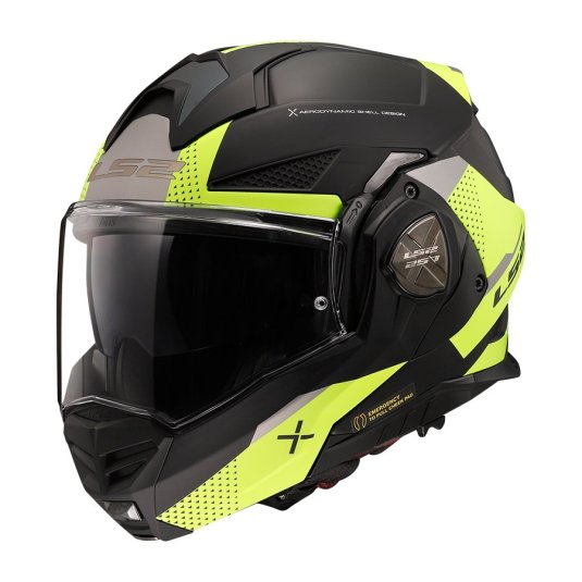 Překlápěcí helma na motorku LS2 FF901 Advant X Oblivion černá/žlutá fluo