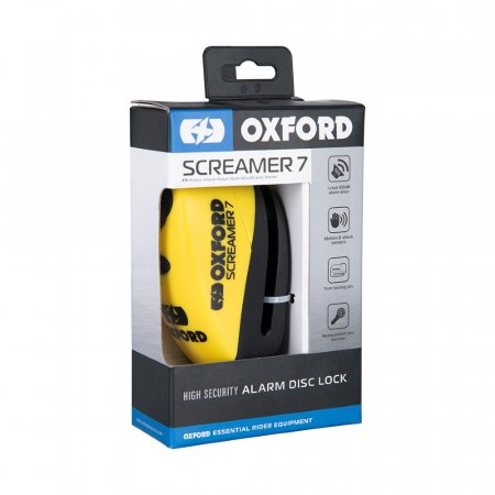 Kotoučový zámek OXFORD Screamer 7 Alarm žlutý/černý