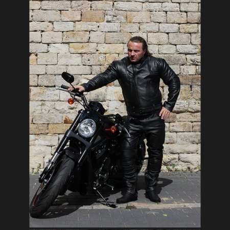 Kožená motorkárská bunda L&J Pilot čierna