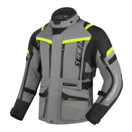 Bunda na motorku SECA Arrakis III šedo/černá/žlutá fluo