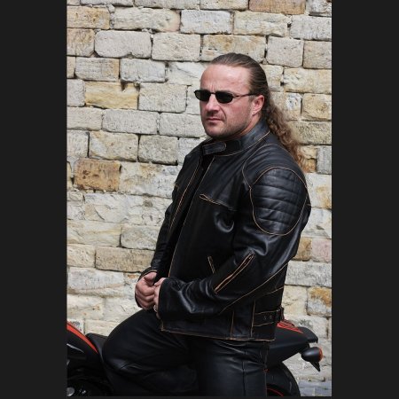 Kožená bunda na motorku L&J POLICE černá