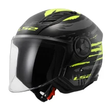 Otevřená přilba na motorku LS2 OF616 Airflow II Brush černá/žlutá fluo