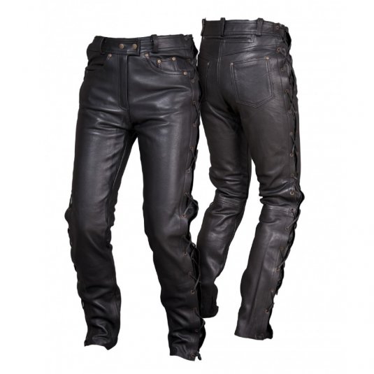 Dámské kožené kalhoty na moto L&J HELL černé - Velikost kalhot: S