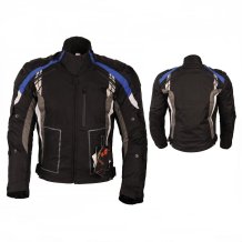 Moto bunda L&J Fighter textilní pánská s modrým pruhem