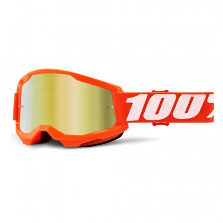 Motokrosové brýle 100%  STRATA 2 oranžové (zlaté zrcadlové plexi)