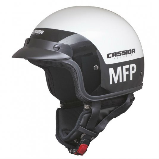 Helma na motorku CASSIDA Police MFP černá/bílá