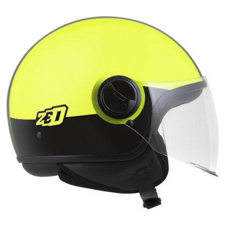 Otevřená helma na motorku ZED C35 žlutá fluo/černá