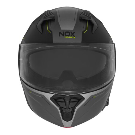 Vyklápěcí přilba na motorku NOX N968 Tomak černá matná/žlutá fluo