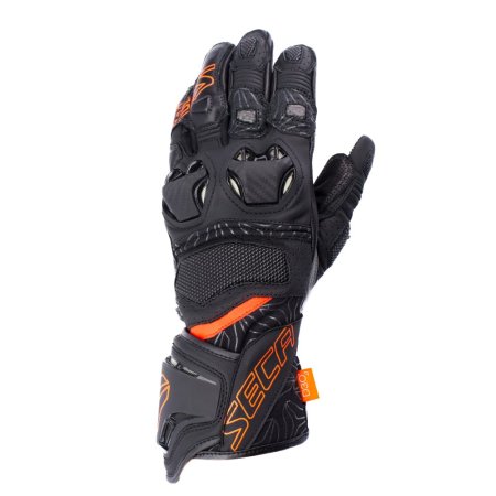 Moto rukavice SECA Ukemi Pro černé/červené fluo
