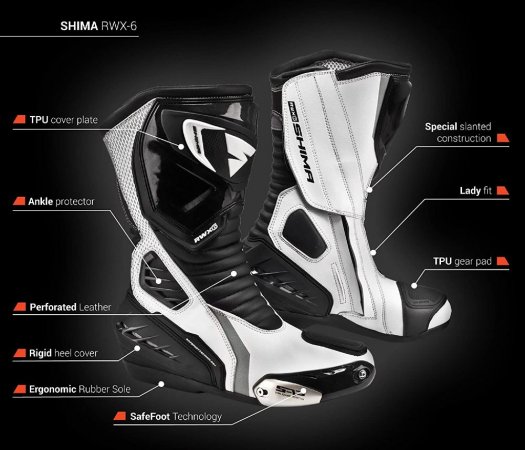 Dámske čižmy na motocykel SHIMA RWX-6 bielo/čierne