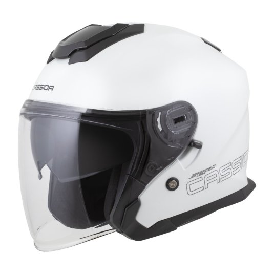 Otevřená prilba na motorku CASSIDA Jet Tech 2.0 Solid bílo/černo/šedá