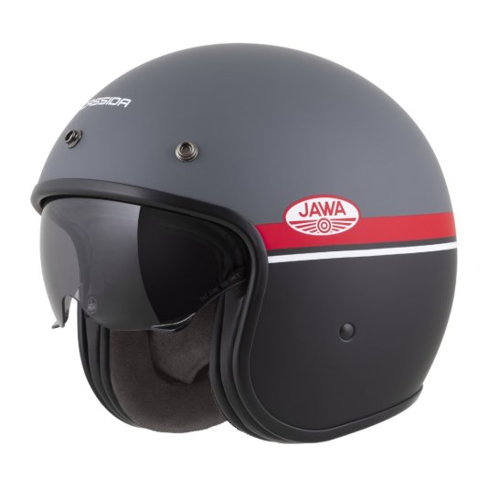 Helma na motorku CASSIDA Oxygen 2.0 JAWA OHC šedo/černo/červeno/bílá