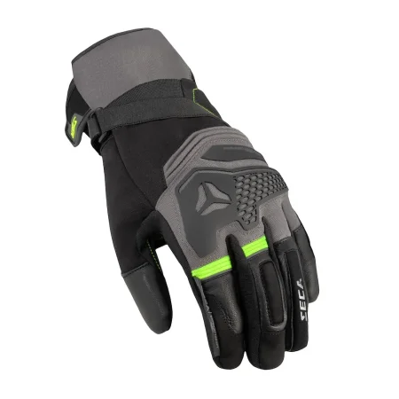 Moto rukavice SECA Turismo WP šedé/žluté fluo