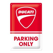 Plechová ceduľa DUCATI Parking Only červená/biela