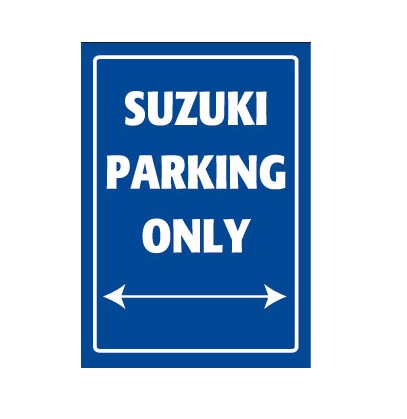 Plechová cedule SUZUKI Parking Only modrá