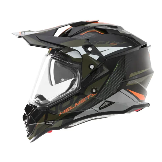 Enduro helma na motorku NOX N312 Track khaki/oranžová