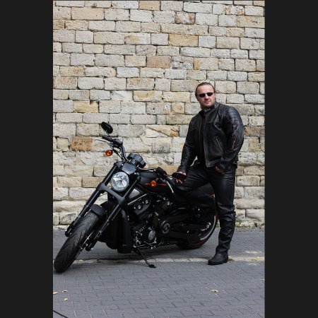 Kožená bunda na motorku L&J POLICE černá