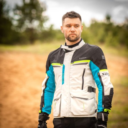 Moto bunda SECA Compass černo/šedo/modrá