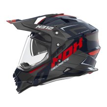 Enduro prilba na motocykel NOX N312 Vapor šedo/modro/červená