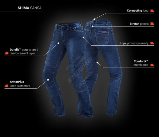 Dámské džíny na motorku SHIMA Sansa modré