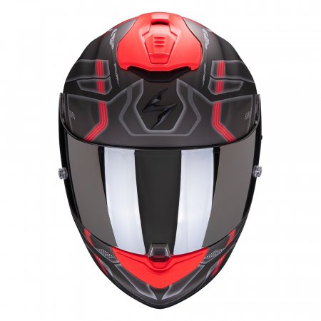 Helma na motorku SCORPION EXO-1400 Spatium stříbrno/červená fluo