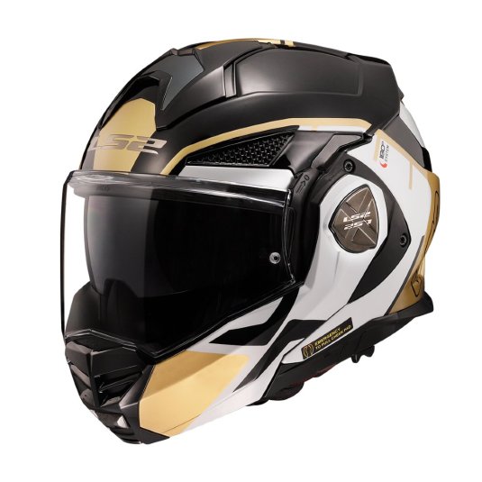 Překlápěcí přilba na motorku LS2 FF901 Advant X Metryk černá/bílá/zlatá