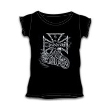 Dámské triko s motorkou SKULL CHOPPERS černé