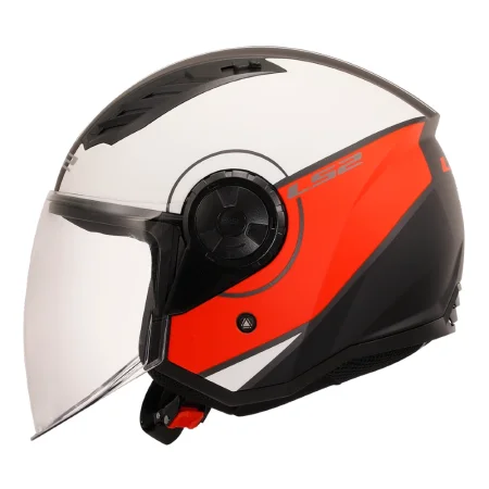 Otevřená přilba na motorku LS2 OF616 Airflow II Cover bílá matná/červená