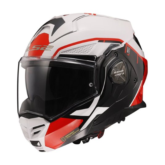 Překlápěcí přilba na motorku LS2 FF901 Advant X Metryk bílá/červená/černá