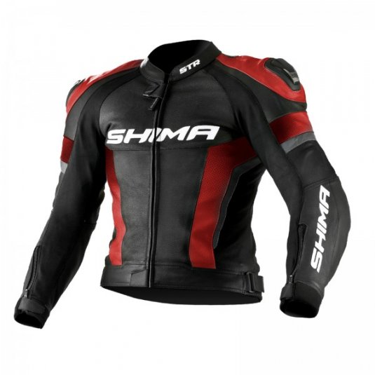 Kožená bunda na moto SHIMA STR čierno/červená