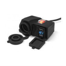 Voděodolná moto zásuvka USB 12V EXTREME 06 s vypínačem a voltmetrem