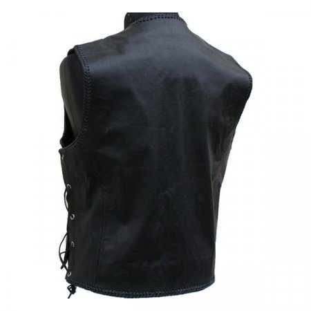 Kožená motorkářská vesta na motorku L&J Motorcycle Club pánská černá - Velikost oblečení: 5XL