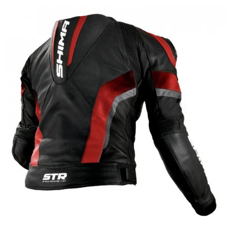 Kožená bunda na moto SHIMA STR čierno/červená