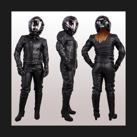 Dámská kožená bunda na motorku L&J TRADE černá