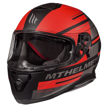 Helma na motorku MT Thunder 3 Pitlane červená/černá matná