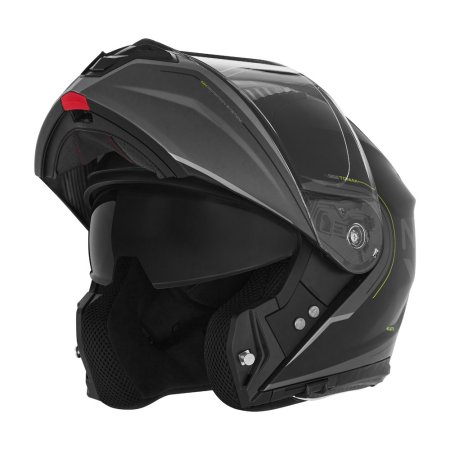 Vyklápěcí přilba na motorku NOX N968 Tomak černá matná/žlutá fluo