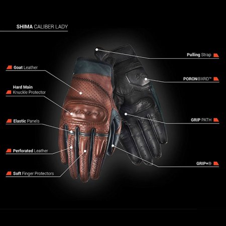 Moto rukavice SHIMA Caliber Lady hnědé